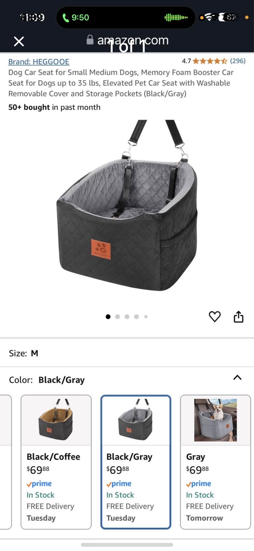Barely used dog car seat! For Dogs Up To 30 Lbs $55