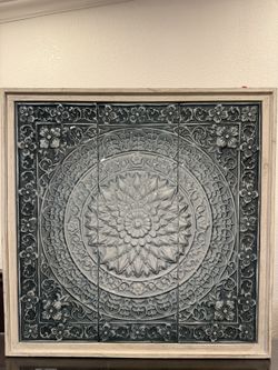 Blue Mandala Metal Framed Art