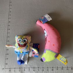 Tie dye SpongeBob square pants and bananna Patrick plush new with tags 