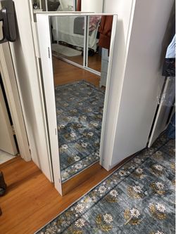 White  Wall-Mount Mirror Cabinet with light