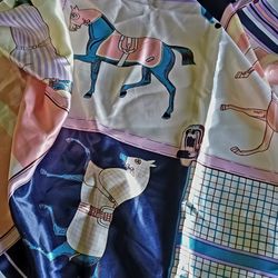 Vintage Equestrian Satin Scarf
