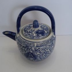 Vintage Teapot Chinese Porcelain Blue And White