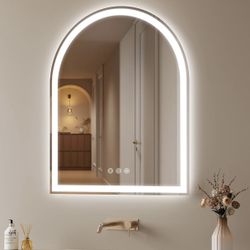 Arched 24”x30” Led Mirror for Bathroom- Frameless Lighted Bathroom Mirror with Lights, Fogless