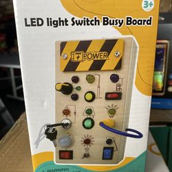 Montessori Wooden Busy Board with 8 LED Light switches
