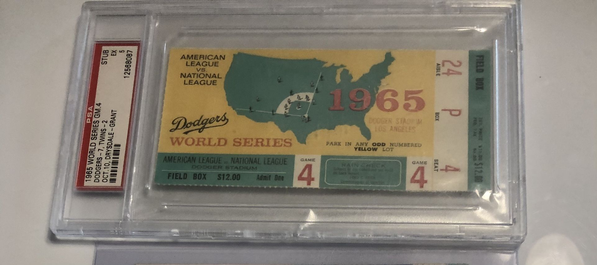 1965 World Series Ticket Dodgers MLB Graded