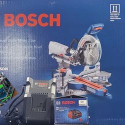 New Bosch Profactor 18v Brushless Cordless 10" Dual Bevel Sliding Compound Miter Saw with 8ah Battery and Charger $475 Firm Pickup Only