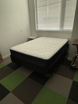 Queen Mattress, Box Spring and Frame  Like New