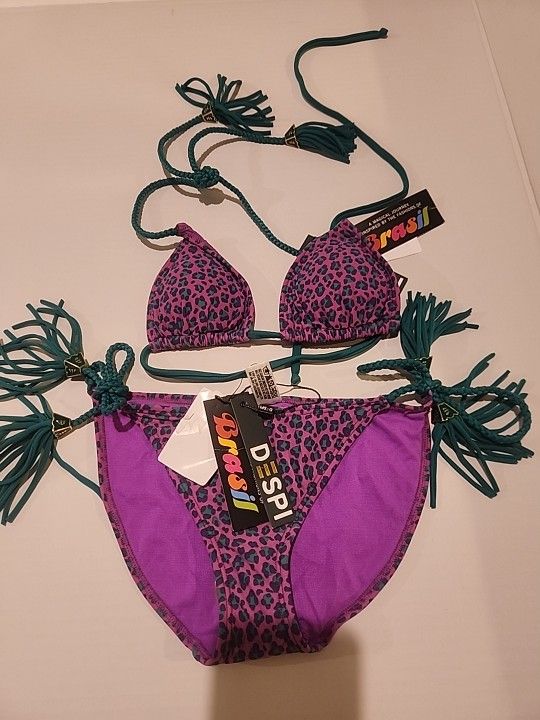 Hobie 2 Piece Bikini Purple Leopard Print Size Small Nwt