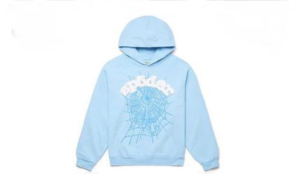 Sp5der Hoodie baby blue with rhinestones