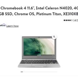 SAMSUNG CHROMEBOOK 4 11.6", INTEL CELERON N4020, 4GB RAM, 32GB SSD, CHROME OS, PLATINUM TITAN, XE310XBA