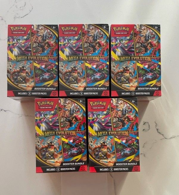 Lot Of 5 Pokemon TCG Mega Evolutions Booster Bundle Sealed