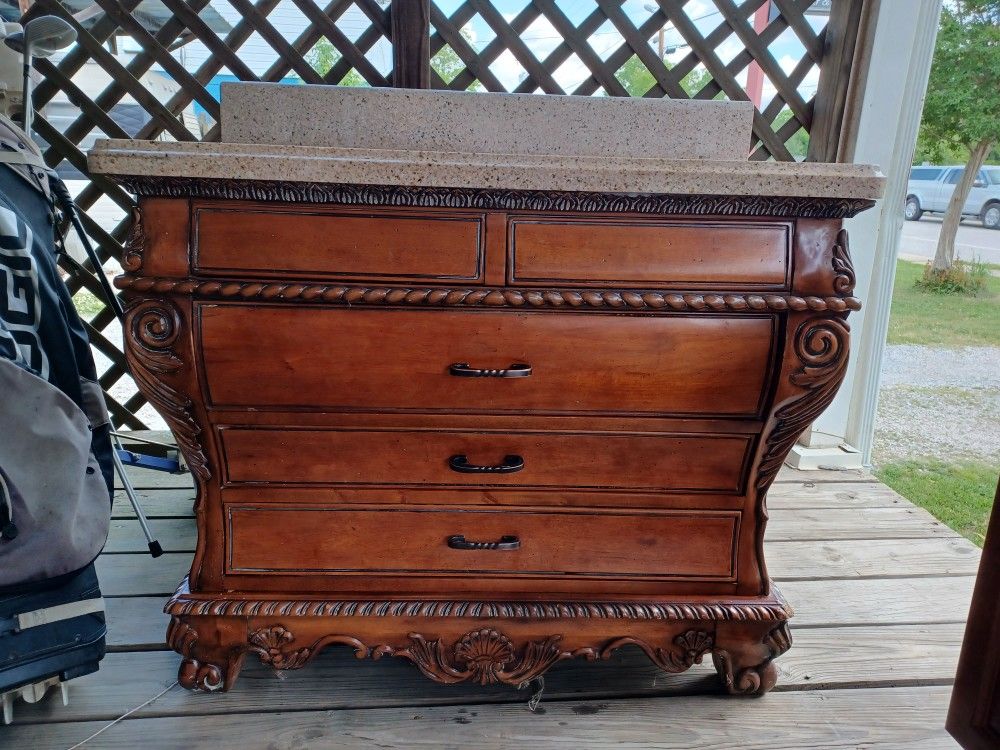 Granite Top Mahogany 3 Drawer Vanity