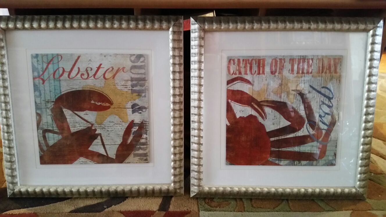 Lobster n Crab Framed Art Pair