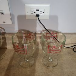 Budweiser King Of Beers Thumbprint Goblets (Sold As A Set)