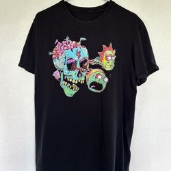 Rick & Morty T-Shirt / Graphic Tee / Colorful Skull / Large / Men Women Teen / Adult Swim