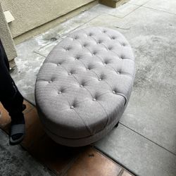 Gray Upholstered Ottoman