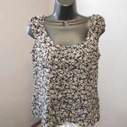 Ann Taylor Loft black and white floral tank top size 8
