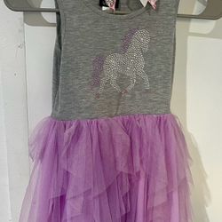 Girls Unicorn Tutu Dress & Bow 
