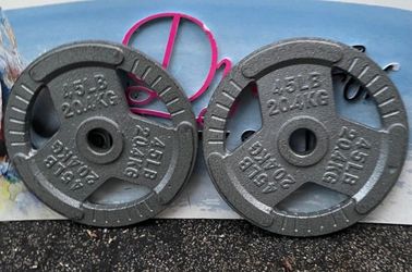 NEW PAIR OF 45 LB. OLYMPIC EASY GRIP PLATES • Also Have : 35s 25s 10s 5s 2.5s