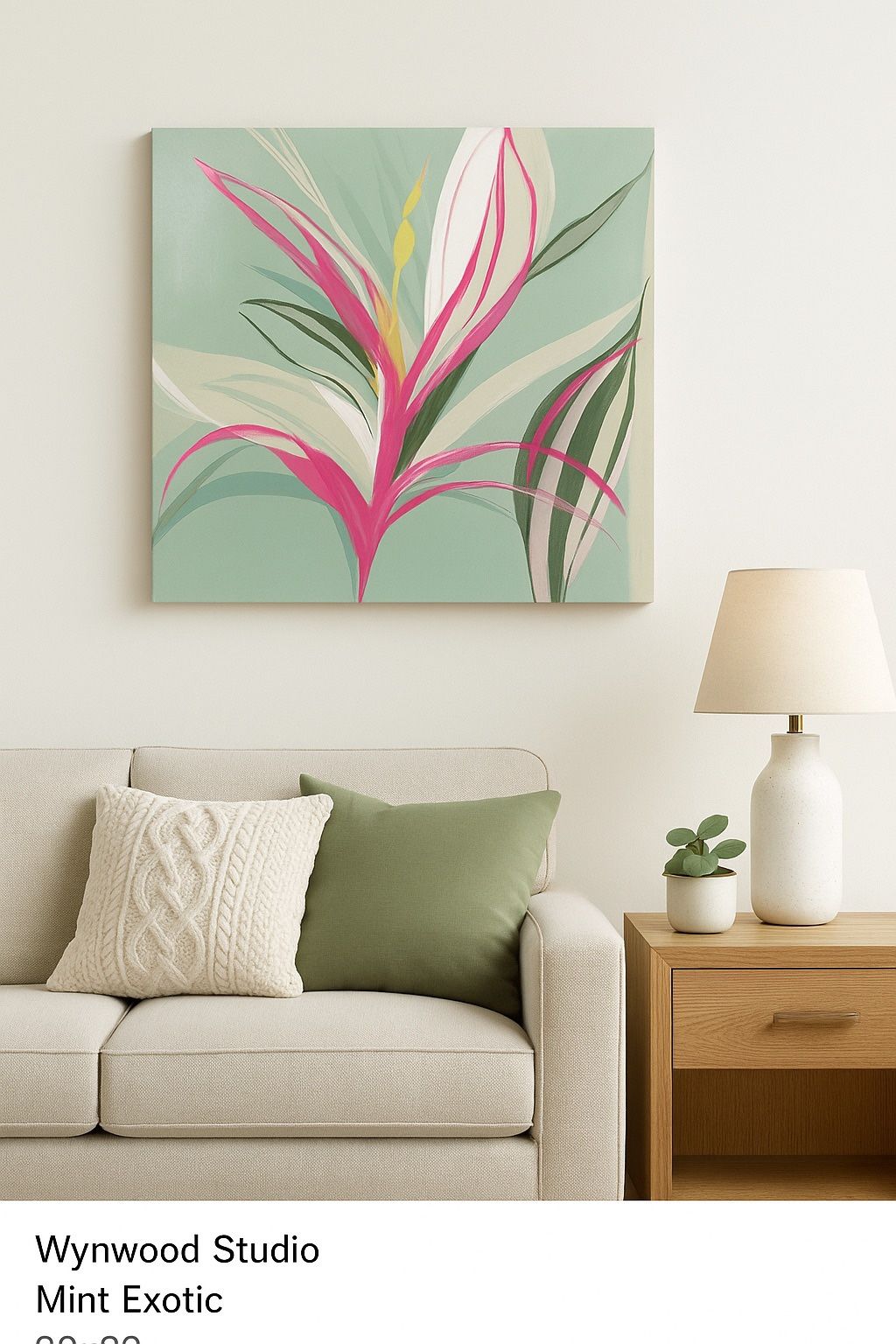 Modern Botanical Wall Art - 30x30 “ Mint Exotic” By Wynwood Studios