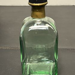 Vintage 1990s Green Square Recycled Glass Bottle Cork Stopper, Italy, 5.75”