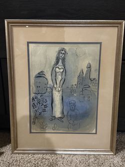 Framed Chagall-Style Lithograph Print