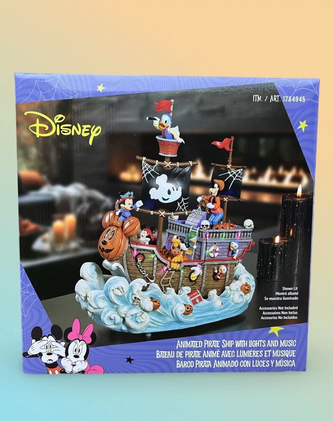 Disney Halloween Animated Pirate Ship Lights and Music Mickey Mouse New