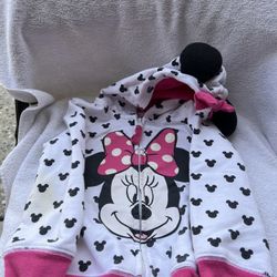 Minnie Mouse Hoodie Zip Ears Mickey Disney