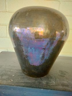 Hammered Brass Tapered Globe Vase