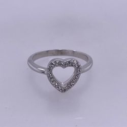 925 Sterling Silver Heart Ring With CZ Stones