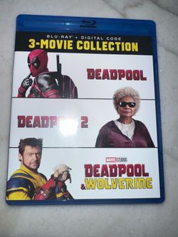 Deadpool, Deadpool 2 & Deadpool & Wolverine blue ray dvds