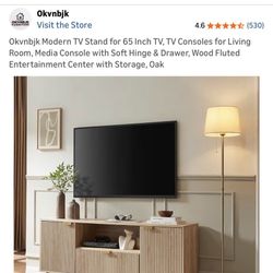 Okvnbjk Modern TV Stand for 65 Inch TV, TV Consoles for Living Room, Media Console with Soft Hinge & Drawer, Wood Fluted Entertainment Center with Sto