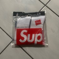 Black and white supreme socks