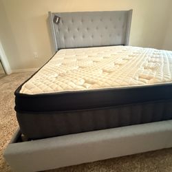 New Queen Bed Frame + Pillow Top Mattress