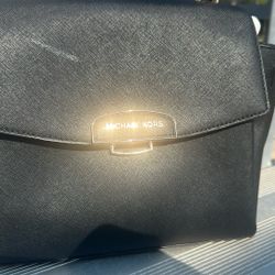 Michael Kors Black Leather Crossbody Purse 