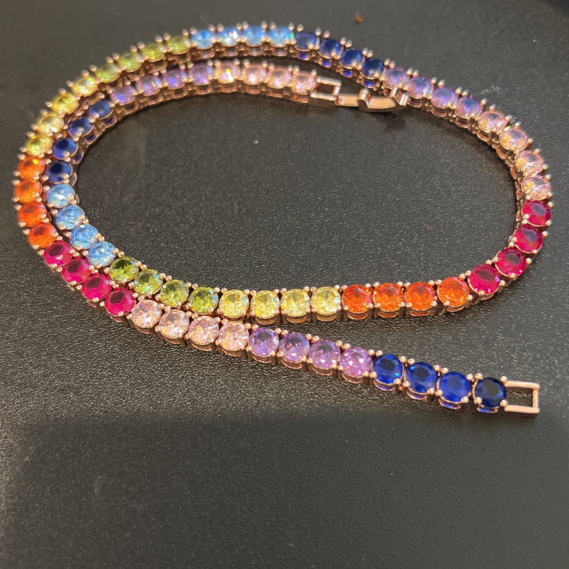 Rainbow CZ Tennis Chain Choker