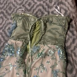 Green Sequin Floral Corset Dress