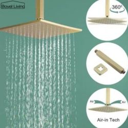 Luxury Concealed Sturdy Shower System In Brushed Gold