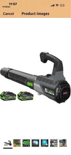 Leaf Blower for Lawn Care 580CFM Electric Blower with 2x4.0Ah Batteries & Charger Handheld Leaf Blower for Patio, Yard Cleanup, Leaves, Authentic Grey