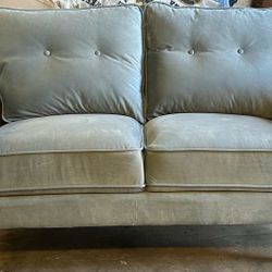 Loveseat sofa, 2 Person, Suede, Light Blue Grey (part of set)