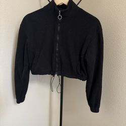Zip up Fleece Sweatshirt Cropped 