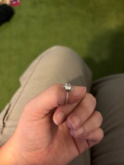 Silver Solitaire Engagement Ring with Accent Stones