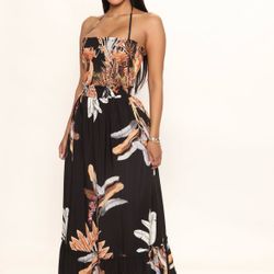 Fashion Nova Palm Tree Views Maxi Dress Sz. S