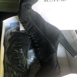 Just Fab Premium Black Velvet Thigh Boots