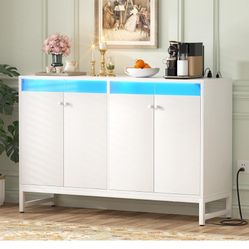 White Cabinet With LED Light