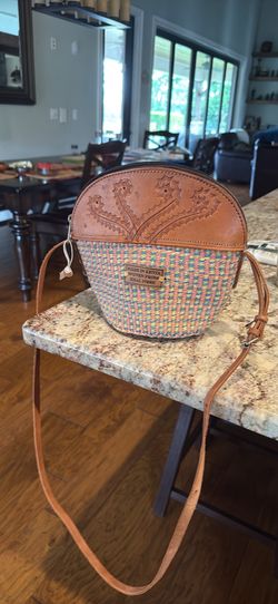 Sisel Fiber crossbody bag with leather strap