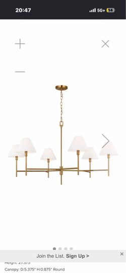 Visual Comfort Ridgewood XL Chandelier – Burnished Brass, New in Box ($1,499 Retail)
