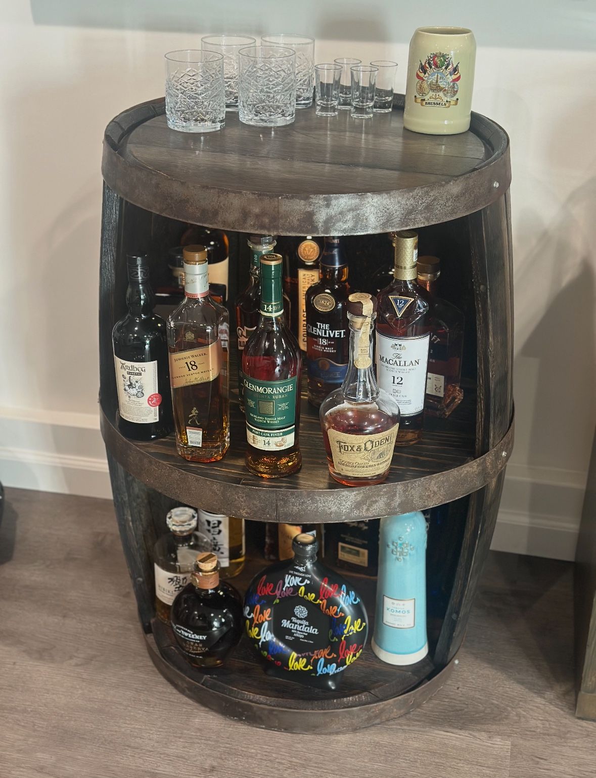 Whiskey Wine Barrel Cabinet Shelf 