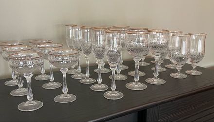 Crystal Stemware Set with Gold Rim