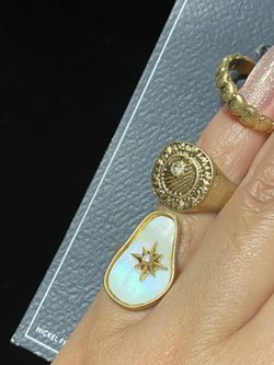 Melrose & Market Set of 3 Rings Gold Tone Mother of Pearl Rhinestone Infinity s7